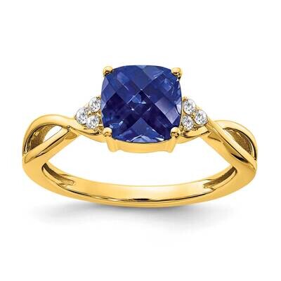 Checkerboard Created Sapphire Diamond Ring 10k Gold RM4393-CSA-006-1YA, MPN: RM4393-CSA-006-1YA, 19…