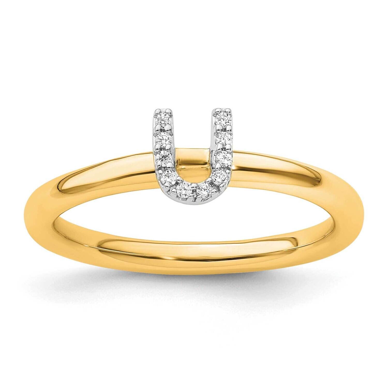 Stackable Diamond Initial U Ring 14k Gold SK2112UY, MPN: SK2112UY,