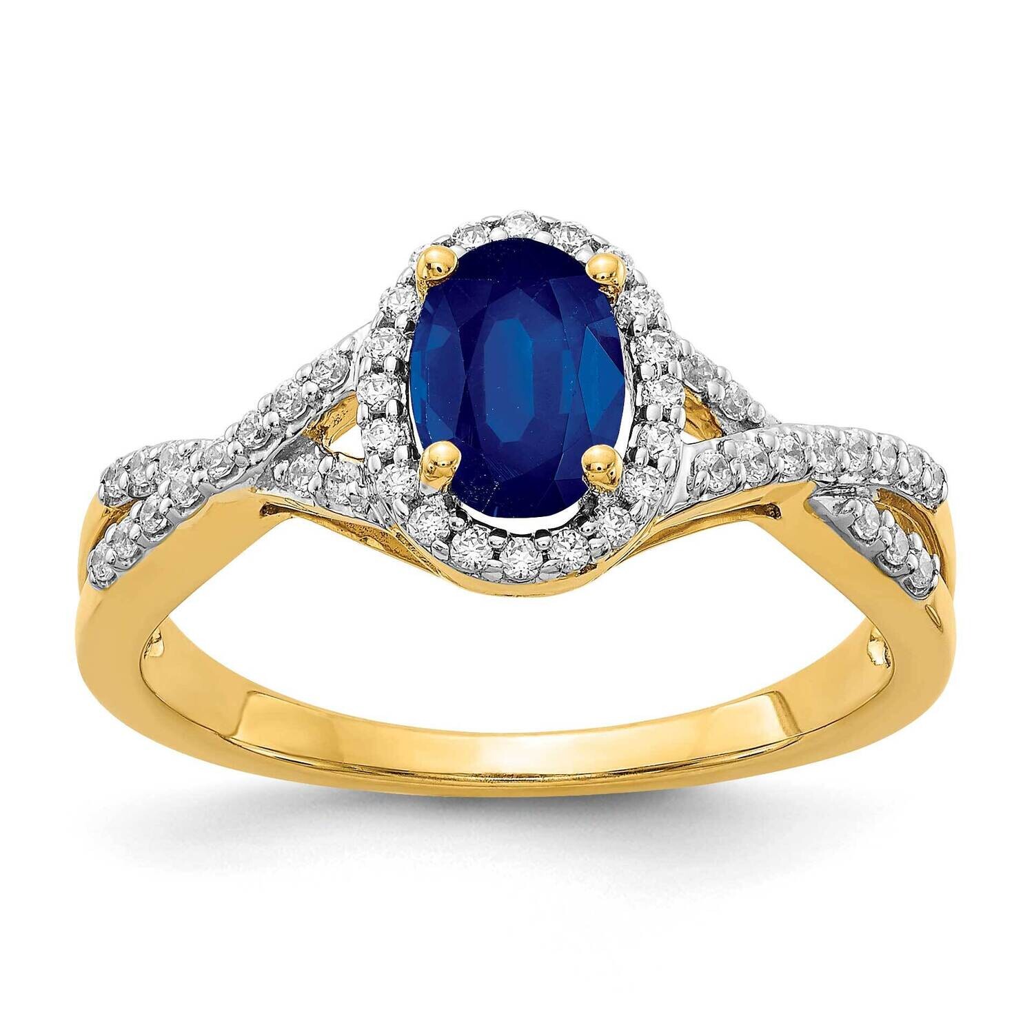 Diamond Sapphire Oval Halo Ring 10k Gold RM5759-SA-020-1YA