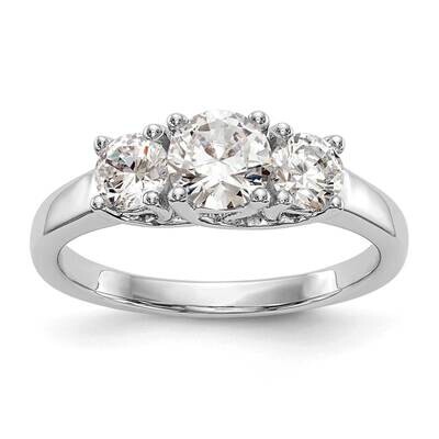 3-Stone Holds 1/2 Carat 5.2mm Round Center 2-4.00mm Round Sides Engagement Ring Mounting 14k White …