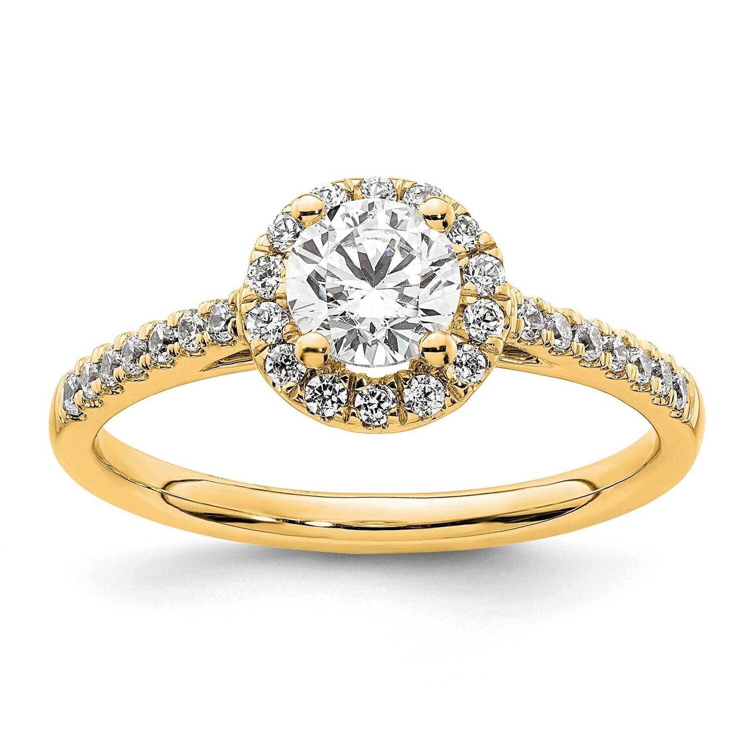Round Halo Engagement Diamond Si1/Si2 G H I Complete Ring 14k Gold RM2042E-050-YAA