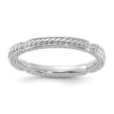 Stackable Expressions Rhodium-Plated Textured Ring Sterling Silver QSK2216, MPN: QSK2216,