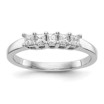 5-Stone Shared Prong Holds 5-2.3mm Princess Diamond Band Ring Mounting 14k White Gold RM3288B-035-W…
