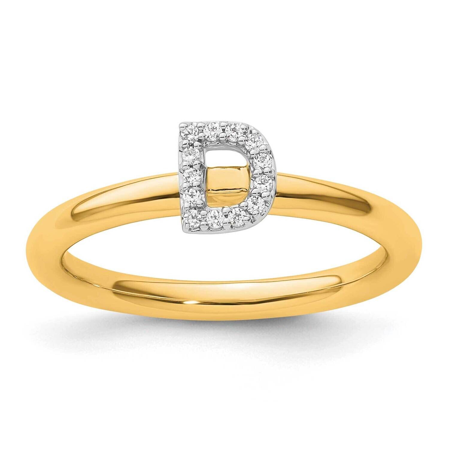 Stackable Diamond Initial D Ring 14k Gold SK2112DY