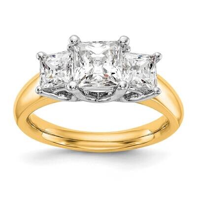 3-Stone Holds 3/4 Carat 5.00mm Princess Center 2-3.8mm Princess Sides Engagement Ring Mounting 14k …