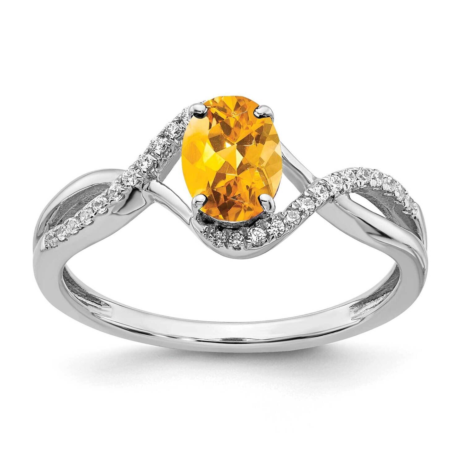 Oval Citrine Diamond Twist Ring 14k White Gold RM5710-CI-011-WA, MPN: RM5710-CI-011-WA, 886774531939