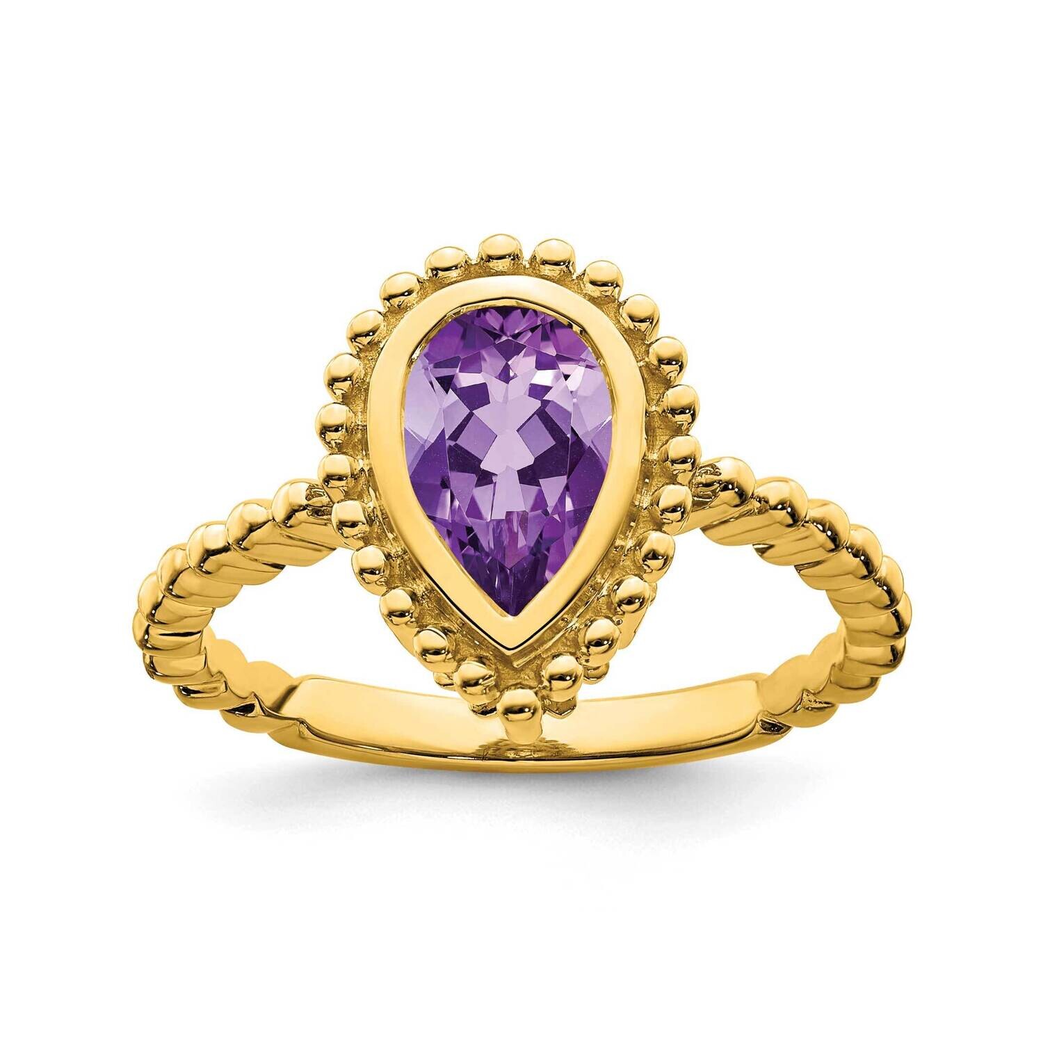 Pear Amethyst Ring 14k Gold RM7203-AM-Y, MPN: RM7203-AM-Y, 191101823879