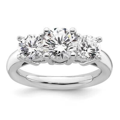 3-Stone Holds 1.25 Carat 7.00mm Round Center 2-5.5mm Round Sides Engagement Ring Mounting 14k White…