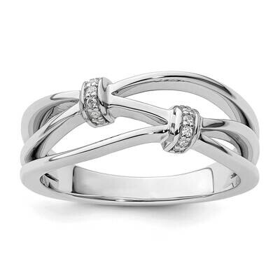 White Ice Diamond Criss Cross Ring Sterling Silver Rhodium-Plated QW500, MPN: QW500,