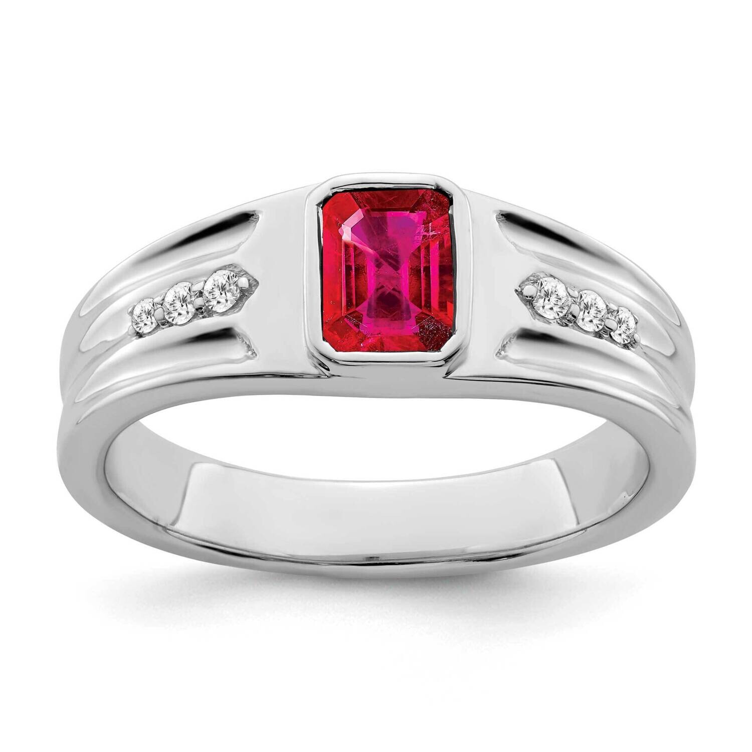 Ruby Diamond Mens Ring 14k White Gold RM7306-RU-010-WA