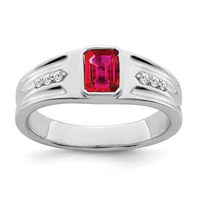 Ruby Diamond Mens Ring 14k White Gold RM7306-RU-010-WA, MPN: RM7306-RU-010-WA, 196904130308