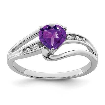 Amethyst Diamond Ring Sterling Silver Rhodium-Plated RM7401-AM-004-SSA, MPN: RM7401-AM-004-SSA,