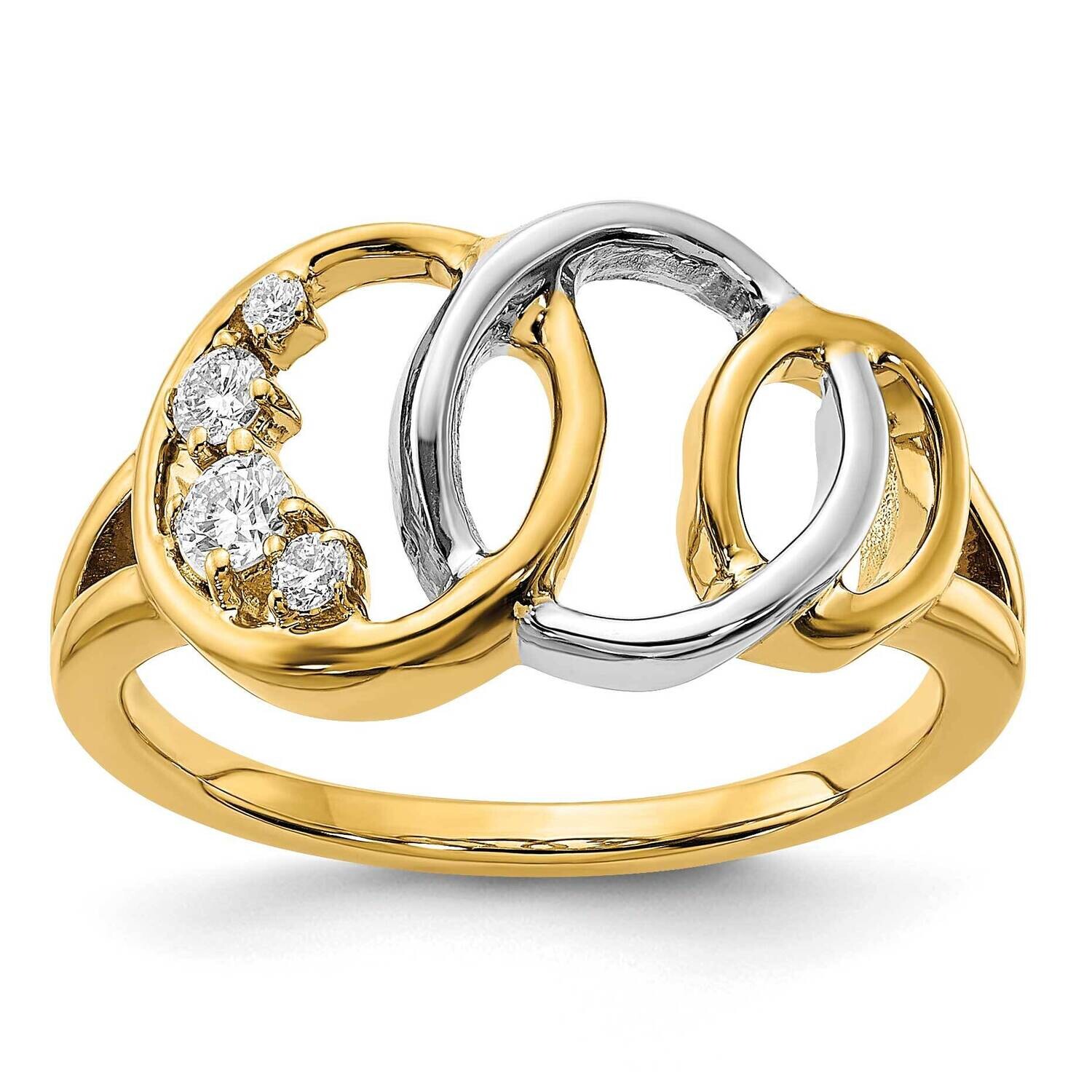 Polished Diamond Triple Circle Ring 14k Gold With Rhodium RM6870-016-YWA, MPN: RM6870-016-YWA,