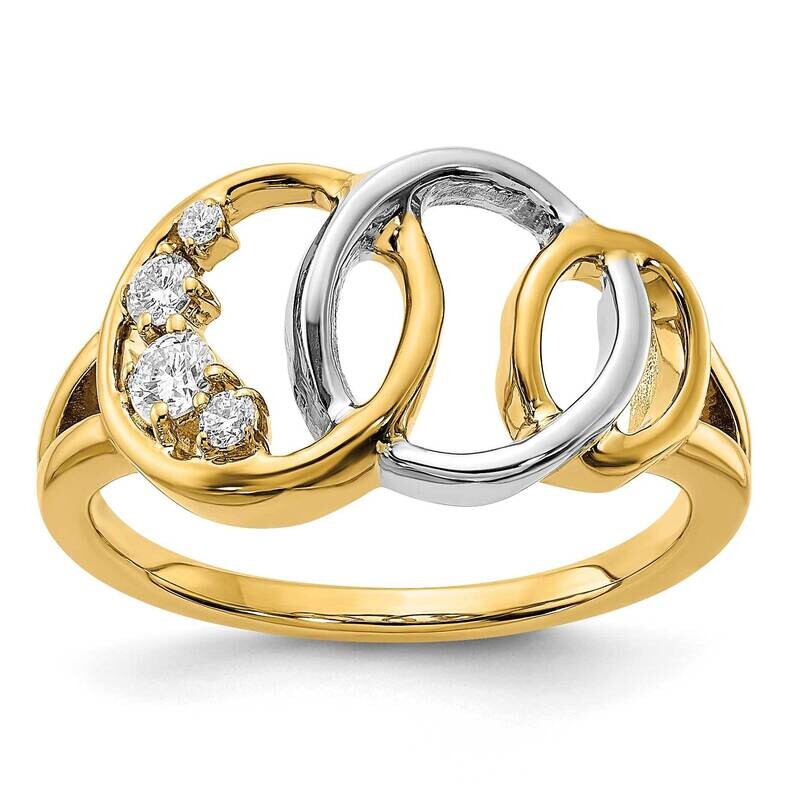 Polished Diamond Triple Circle Ring 14k Gold With Rhodium RM6870-016-YWA