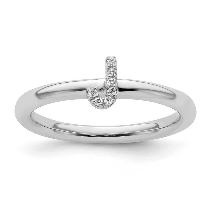 Stackable Diamond Initial J Ring 14k White Gold SK2112JW