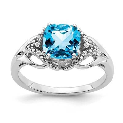 Blue Topaz Diamond Ring 14k White Gold RM7157-BT-003-WA, MPN: RM7157-BT-003-WA, 191101819162