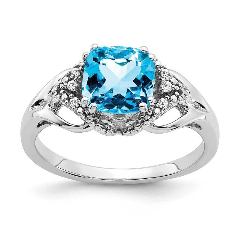 Blue Topaz Diamond Ring 14k White Gold RM7157-BT-003-WA
