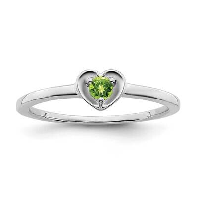 Peridot Heart Ring 14k White Gold RM7397-PE-W, MPN: RM7397-PE-W,