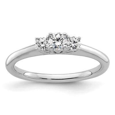 3-Stone Holds 1/6 Carat 3.50mm Round Center 2-2.8mm Round Sides Engagement Ring Mounting 14k White …