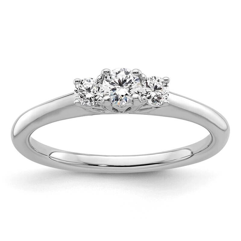 3-Stone Holds 1/6 Carat 3.50mm Round Center 2-2.8mm Round Sides Engagement Ring Mounting 14k White Gold RM2951E-017-CWAA
