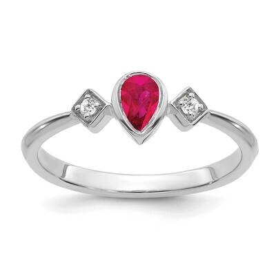 Pear Bezel Ruby Diamond Ring 14k White Gold RM7234-RU-004-WA, MPN: RM7234-RU-004-WA, 191101825224
