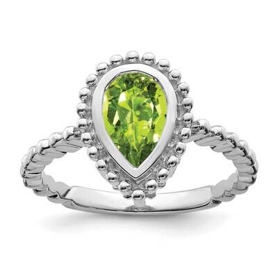 Pear Peridot Ring 14k White Gold RM7203-PE-W, MPN: RM7203-PE-W, 191101824081