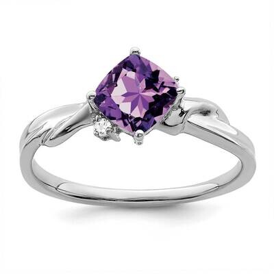 Cushion Amethyst Diamond Ring 14k White Gold RM7167-AM-003-WA, MPN: RM7167-AM-003-WA, 191101821592