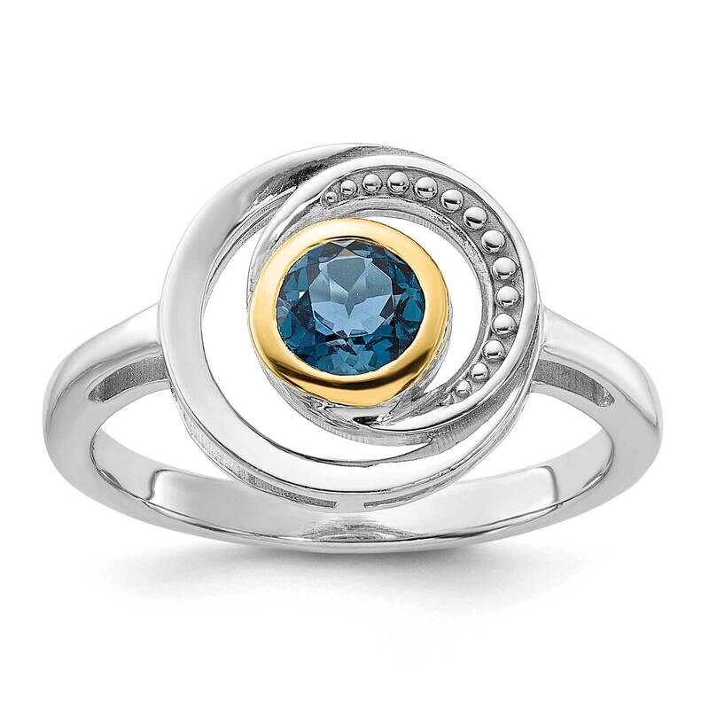 Shey Couture 14K Accent London Blue Topaz Ring Sterling Silver Rhodium-Plated QTC1809