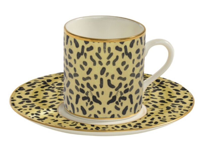 Halcyon Days TR Leopard Coffee Cup & Saucer BCTRA01CSG