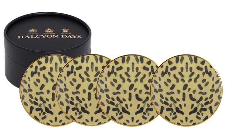 Halcyon Days TR Leopard Coaster Set of 4 BCTRA01SCN