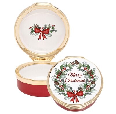 Halcyon Days Merry Christmas Wreath Enamel Box ENMCW0601G, MPN: ENMCW0601G, 5056327813149