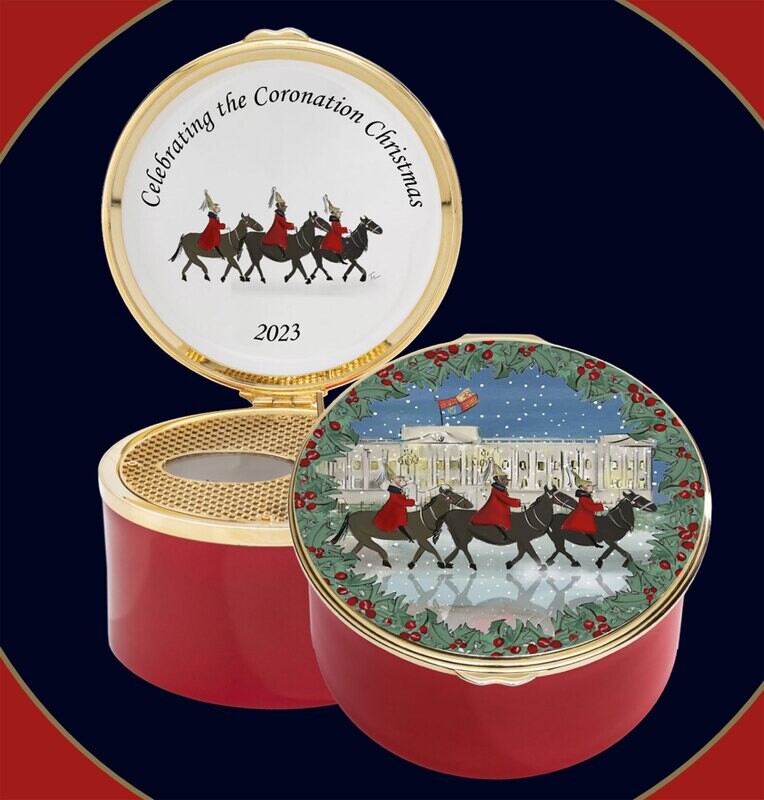 Halcyon Days TR Life Guards in the Snow 'The First Noel' Musical Enamel Box ENTLS0651MG