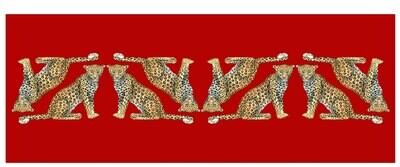 Halcyon Days Twin Leopards Red 170 x 65 70% Wool 30% Silk Scarf SAMWL06WS65, MPN: SAMWL06WS65, 5056…