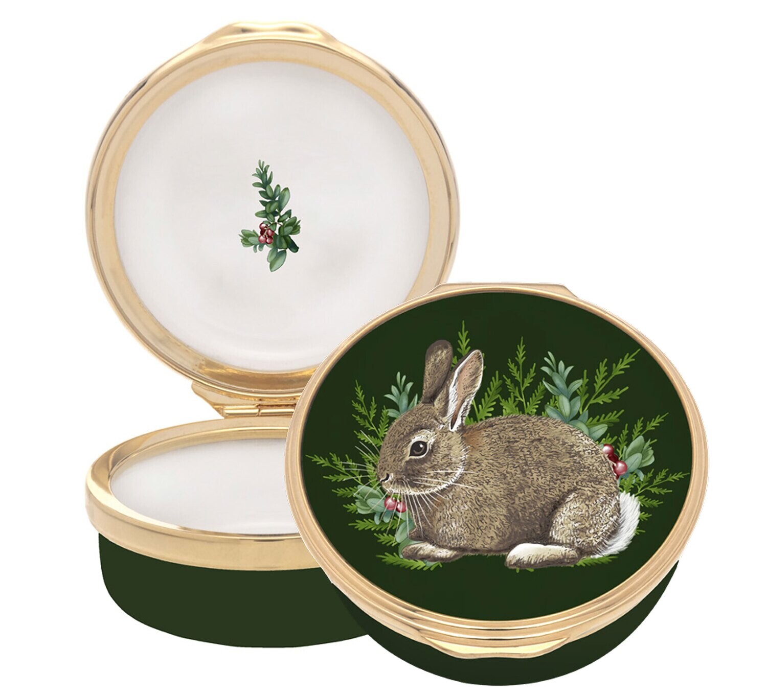 Halcyon Days Woodland Wildlife Rabbit Enamel Box ENWRA0901G, MPN: ENWRA0901G, 5056327813224