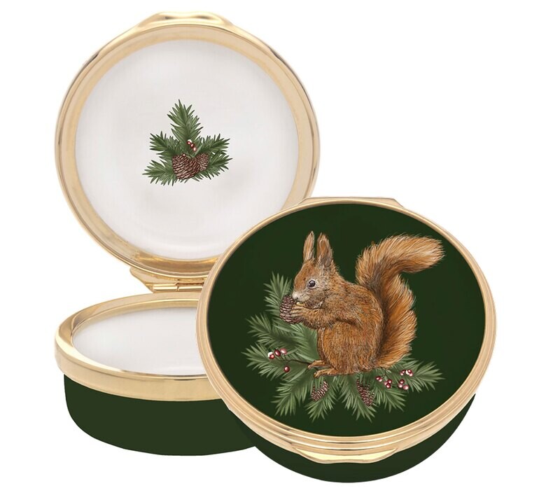 Halcyon Days Woodland Wildlife Squirrel Enamel Box ENWWS0901G