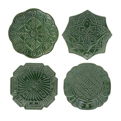 Juliska Veronica Beard Jardins du Monde Green Party Plates Assorted Set of 4 JMX03SET/G, MPN: JMX03…