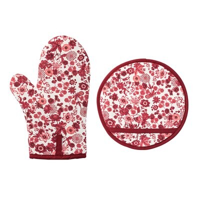 Juliska Field of Flowers Ruby 2 Piece Oven Mitt &amp; Pot Holder Set FF01SET/73, MPN: FF01SET/73, 81009…
