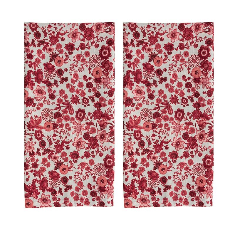 Juliska Field of Flowers Ruby Kitchen Towel Set of 2 FF02SET/73