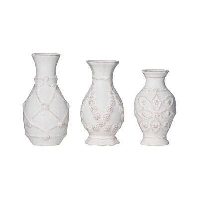 Juliska Jardins Du Monde Whitewash Mini Vase Trio JMX139SET/10, MPN: JMX139SET/10, 810090264769