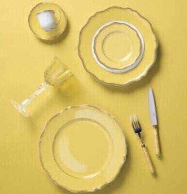 Raynaud Limoges Mazurka Or Yellow French Rim Soup Plate 9.0 in 0867-01-250023, MPN: 0867-01-250023,