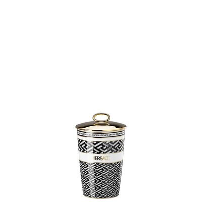 Versace La Greca Signature Black Scented Votive with Lid 14402-403765-24868, MPN: 14402-403765-2486…