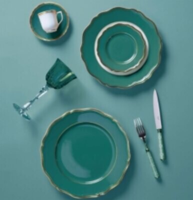 Raynaud Limoges Mazurka Or Turquoise French Rim Soup Plate 9.1 in 0871-01-250023, MPN: 0871-01-2500…