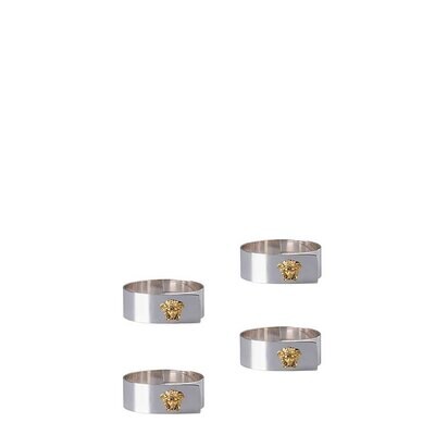 Versace Medusa Set of 4 Napkin Rings Silver-Gold 69201-321642-05010, MPN: 69201-321642-05010, 79095…