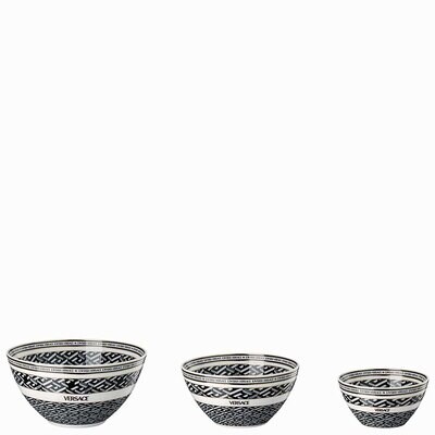 Versace La Greca Signature Black Bowl Set 4 pcs Bowls 4 3 4 in 6 in 7 in &amp; Lid 19335-403765-28718, …