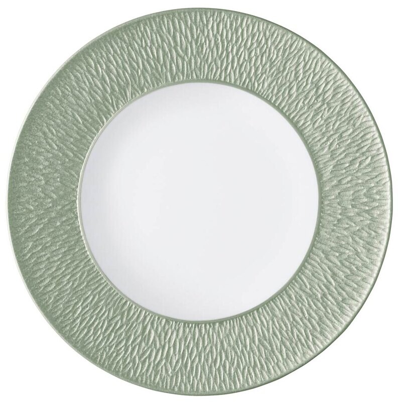 Raynaud Limoges Mineral Irise Celadon Deep plate with engraved rim 10.6 in 0718-23-250027