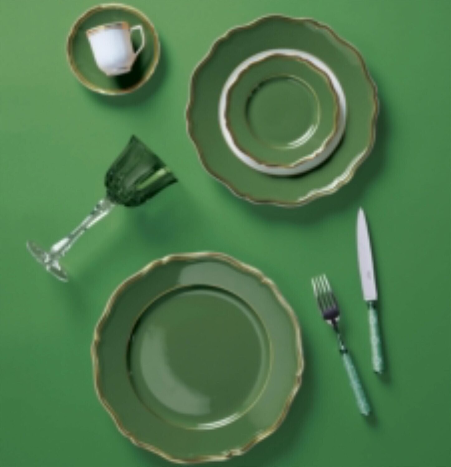 Raynaud Limoges Mazurka Or Green Petit four stand 8.7 in 0872-01-515022