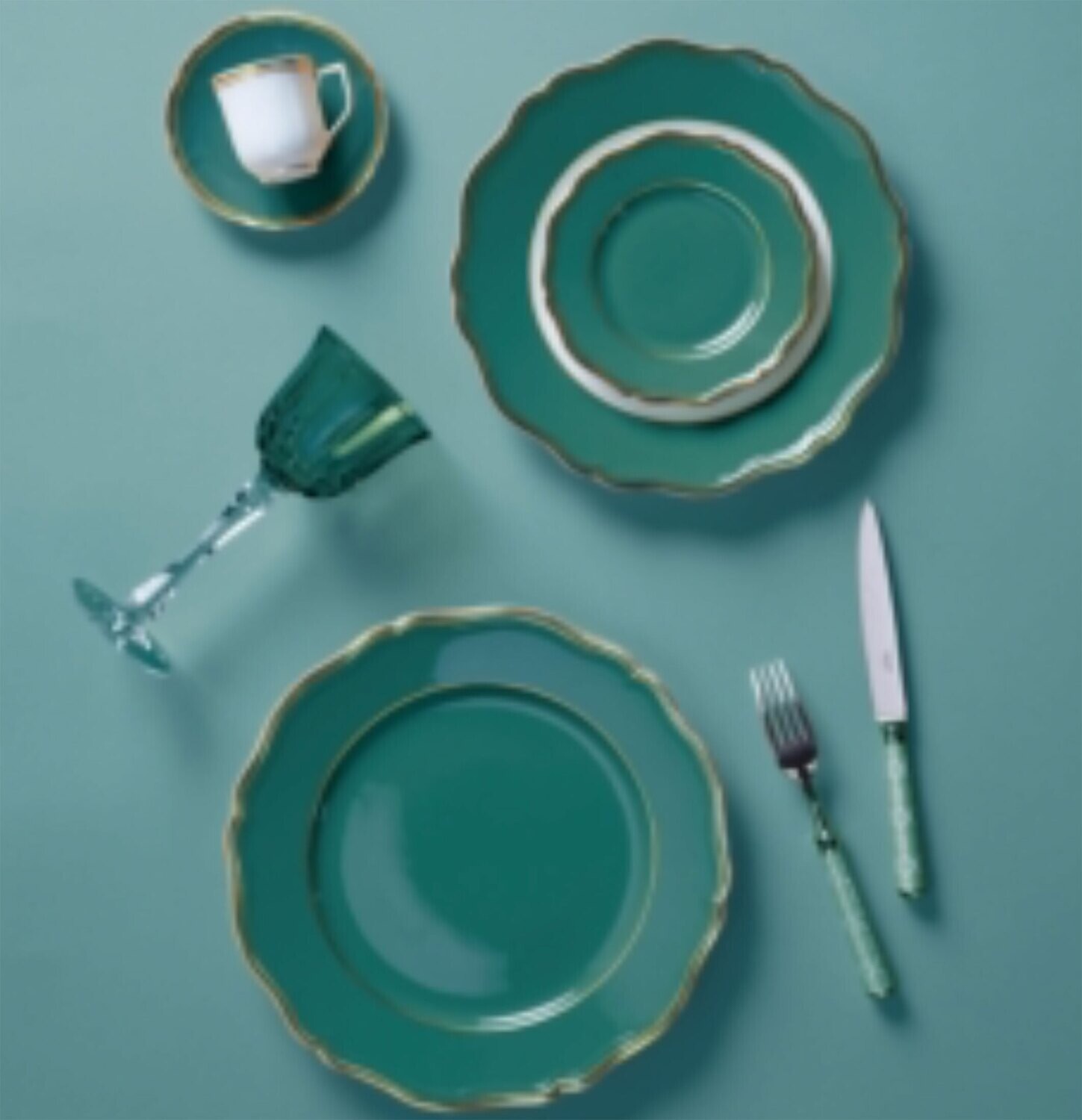 Raynaud Limoges Mazurka Or Turquoise Petit four stand 8.7 in 0871-01-515022, MPN: 0871-01-515022,