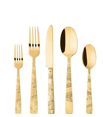 Sambonet Jungle PVD Gold 6 pc Cake Fork Set in Wooden Box 52767GA5, MPN: 52767GA5,