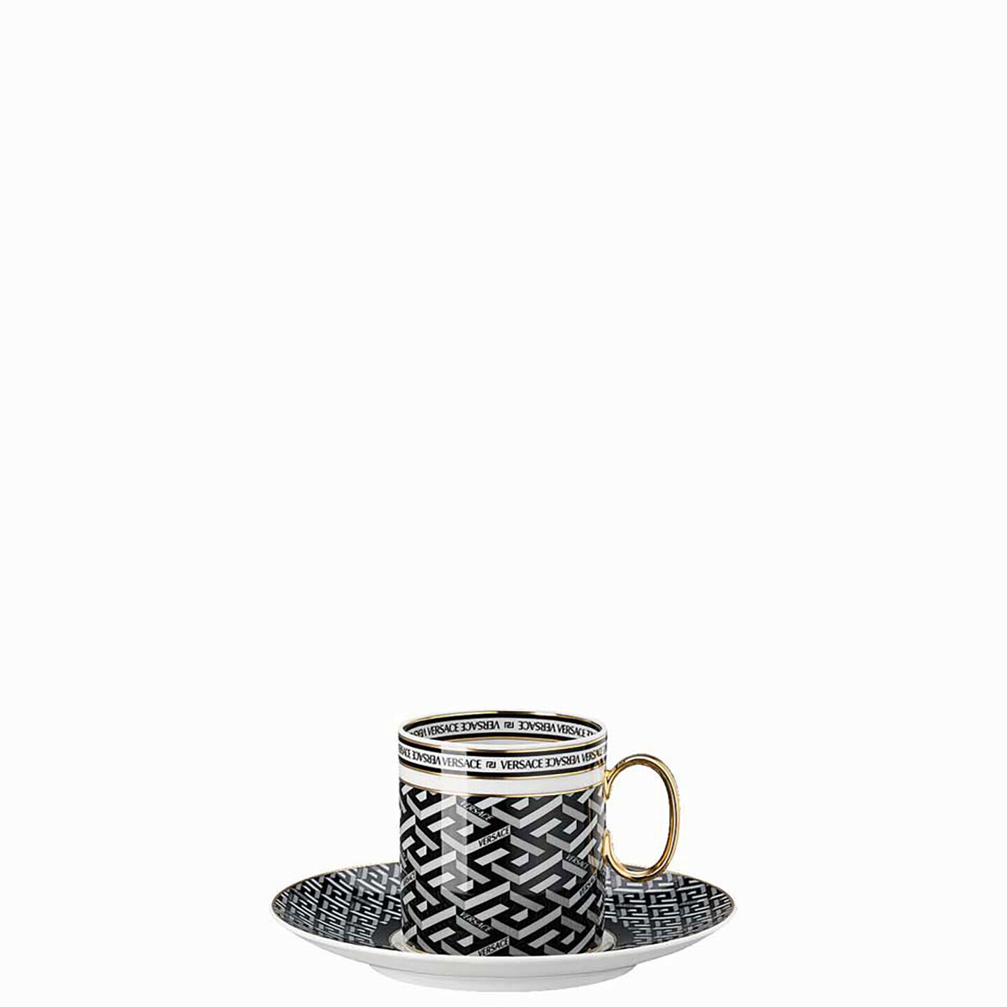 Versace La Greca Signature Black Coffee Cup & Saucer 19335-403765-14740