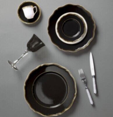 Raynaud Limoges Mazurka Or Black Petit four stand 8.7 in 0868-01-515022, MPN: 0868-01-515022,